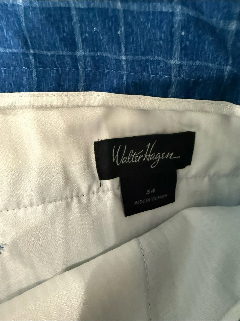 Walter Hagen Blue Windowpane Flat Front Men's Golf Shorts NWT